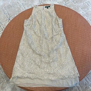 Women’s Ralph Lauren dress size 12. Gold and silver floral design.